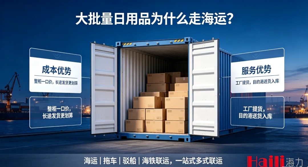 大批量日用品跨区域发货，为什么越来越多企业优先选择海运？